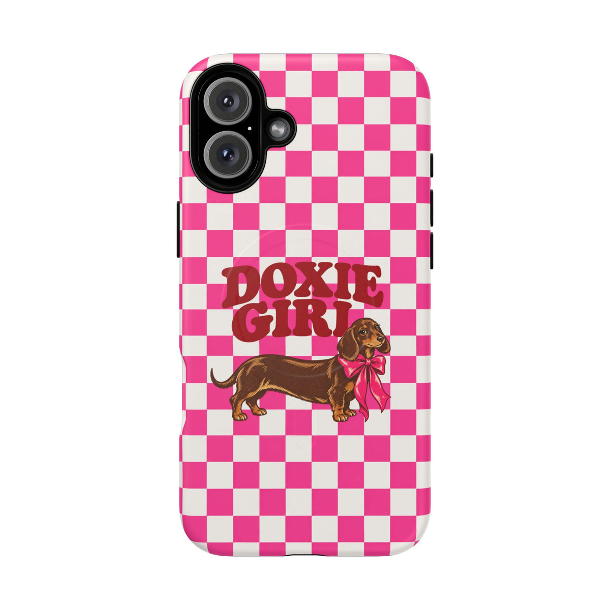 Doxie Girl Pink Checkered Phone Case