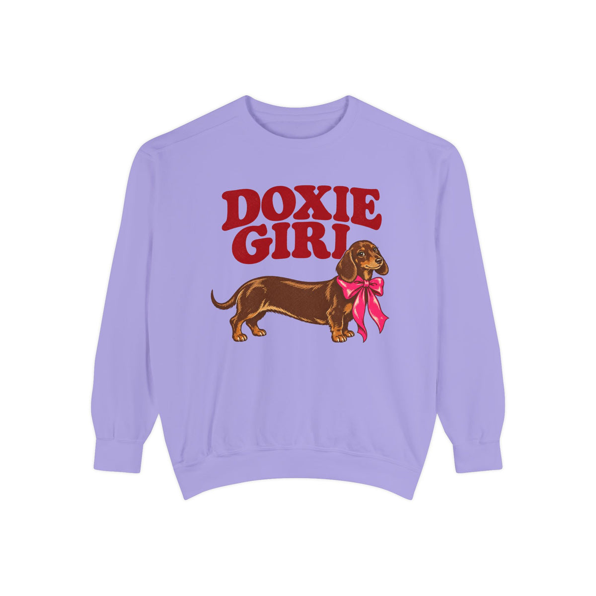 Doxie Girl Sweatshirt — Retro Dachshund Graphic Cozy Pullover