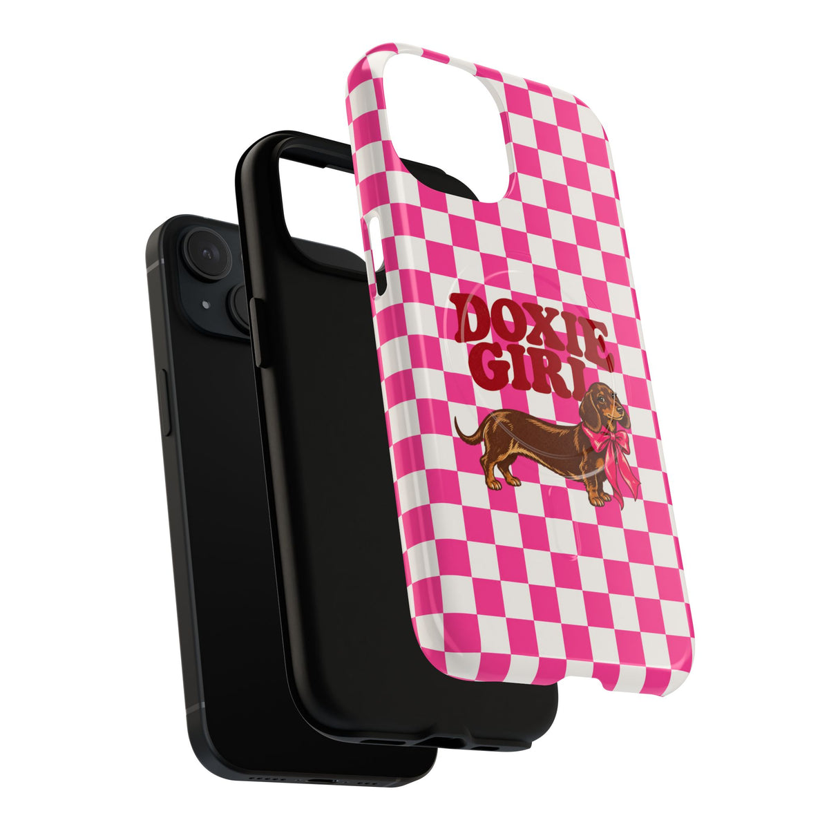 Doxie Girl Pink Checkered Phone Case