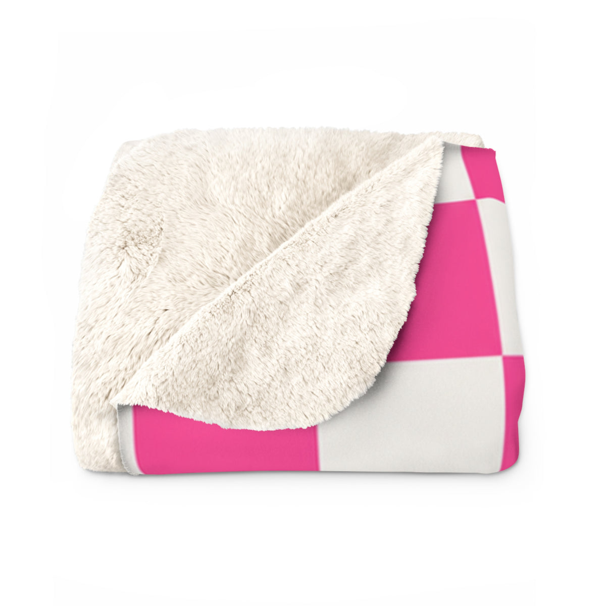 Doxie Girl Pink Checkerboard Sherpa Blanket