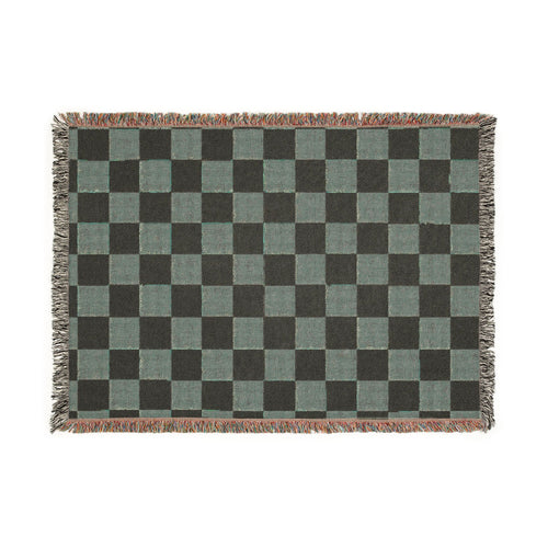 Checkerboard Woven Blanket – Cozy Fringe Throw in Muted Pastel or Teal