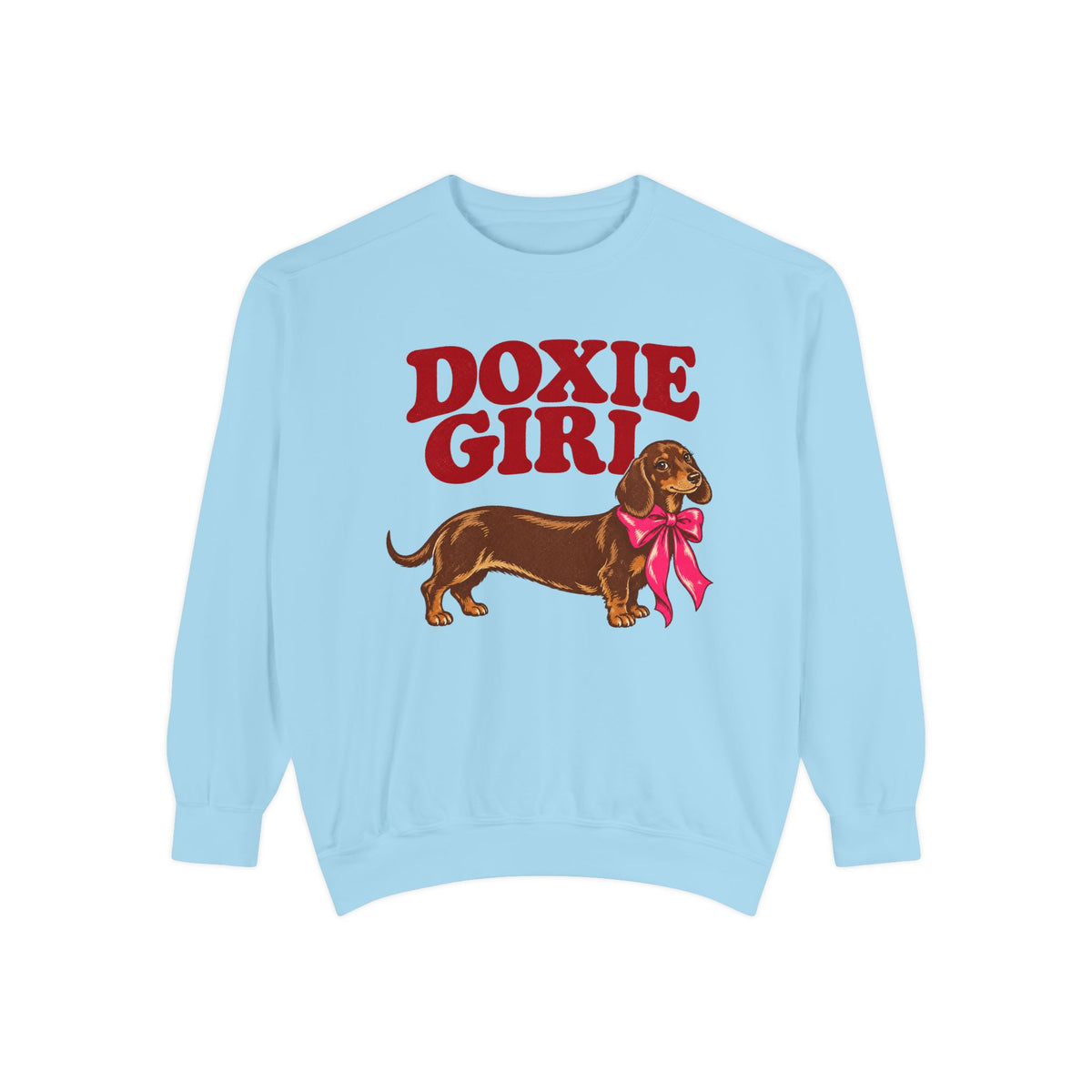 Doxie Girl Sweatshirt — Retro Dachshund Graphic Cozy Pullover