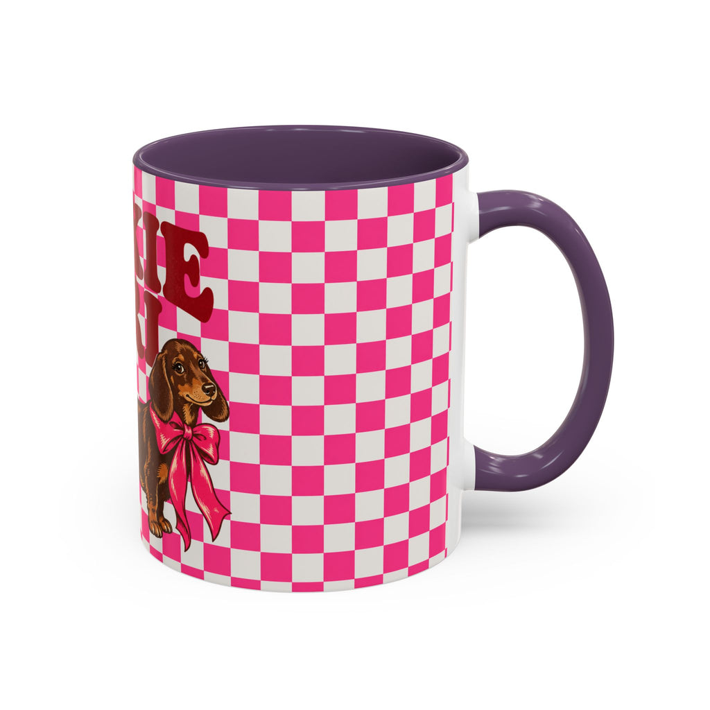 Doxie Girl Pink Checkerboard Mug  Pink Checkerboard Dachshund Accent Mug