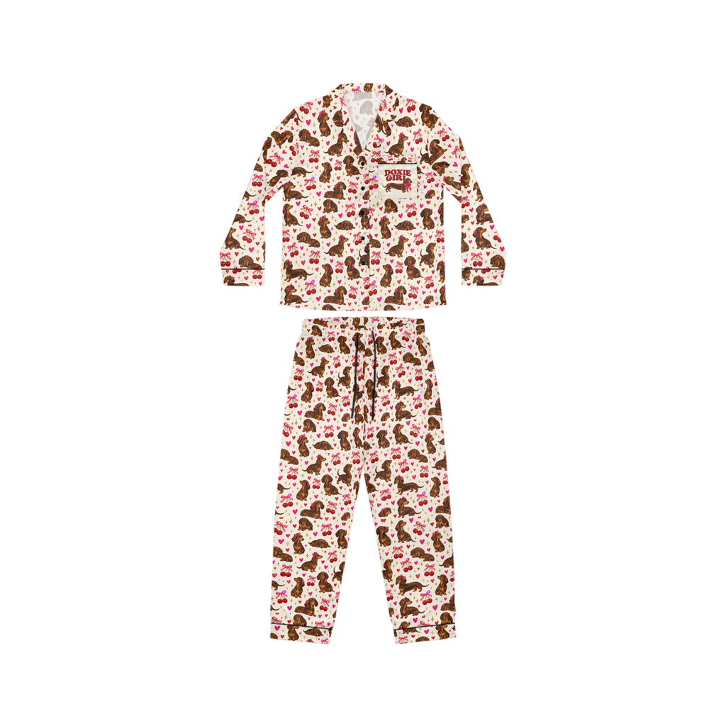 Satin Women’s Pajama Set — Pink Chocolate Cookie Pattern