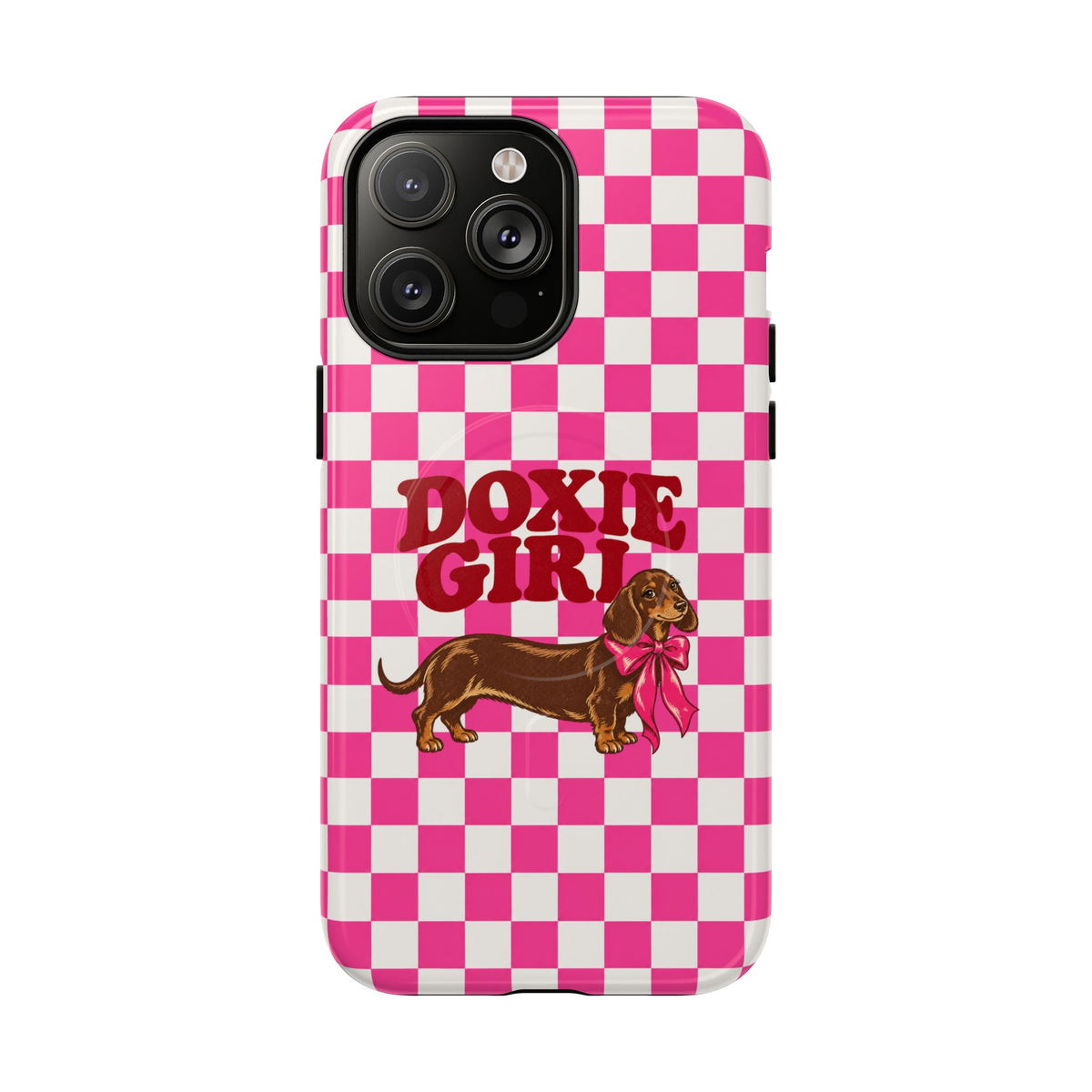 Doxie Girl Pink Checkered Phone Case
