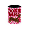Doxie Girl Pink Checkerboard Mug  Pink Checkerboard Dachshund Accent Mug