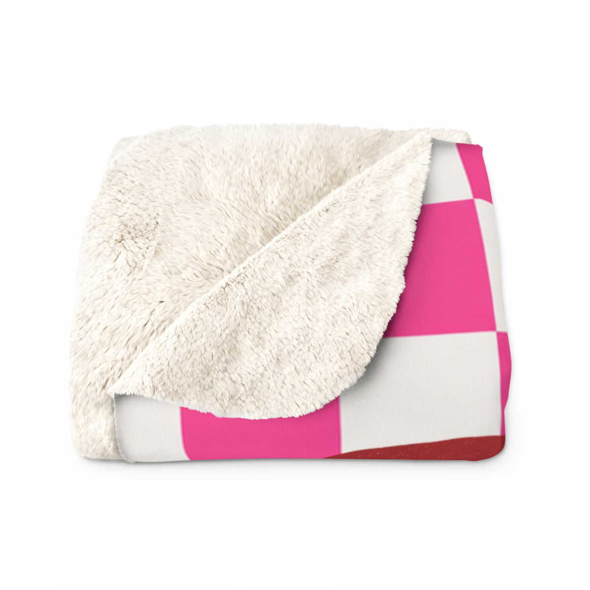 Doxie Girl Pink Checkerboard Sherpa Blanket