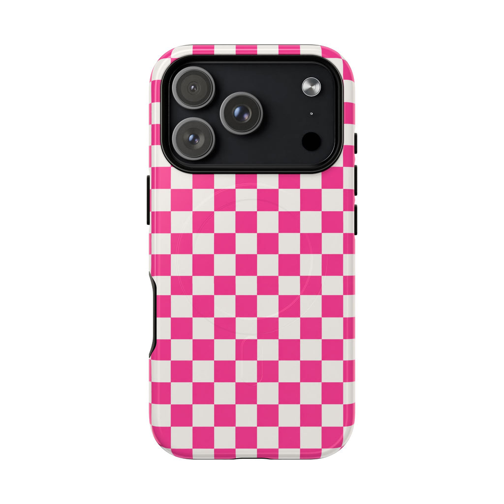 Pink Checkerboard Tough Magnetic Phone Case