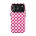 Pink Checkerboard Tough Magnetic Phone Case