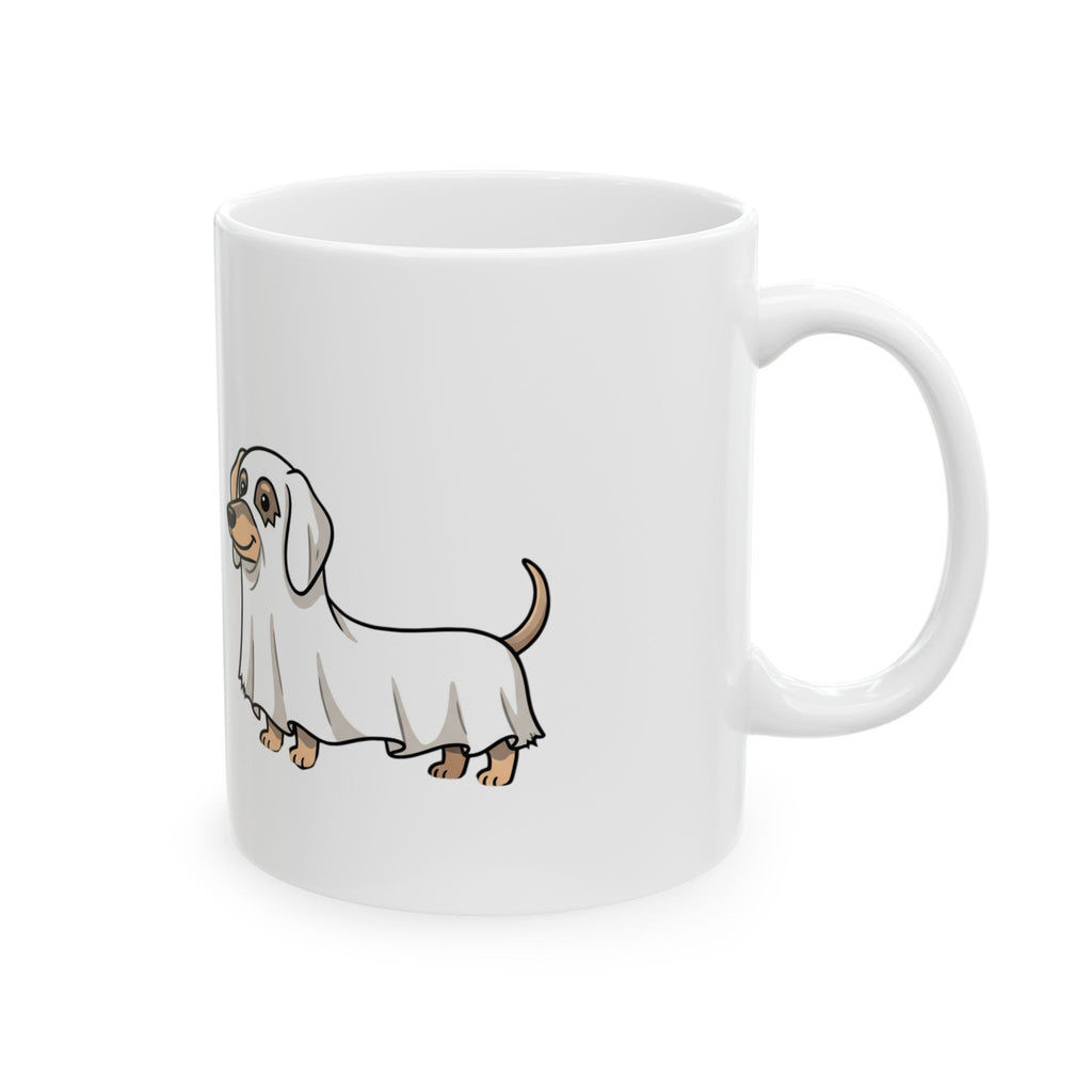 Ghost Costume Dachshund Mug – Cute Halloween Coffee Cup (11oz/15oz)
