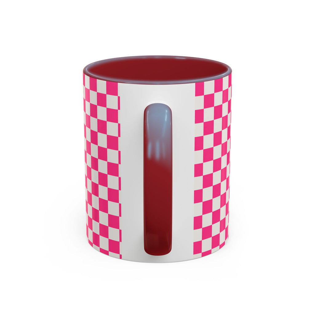 Doxie Girl Pink Checkerboard Mug  Pink Checkerboard Dachshund Accent Mug
