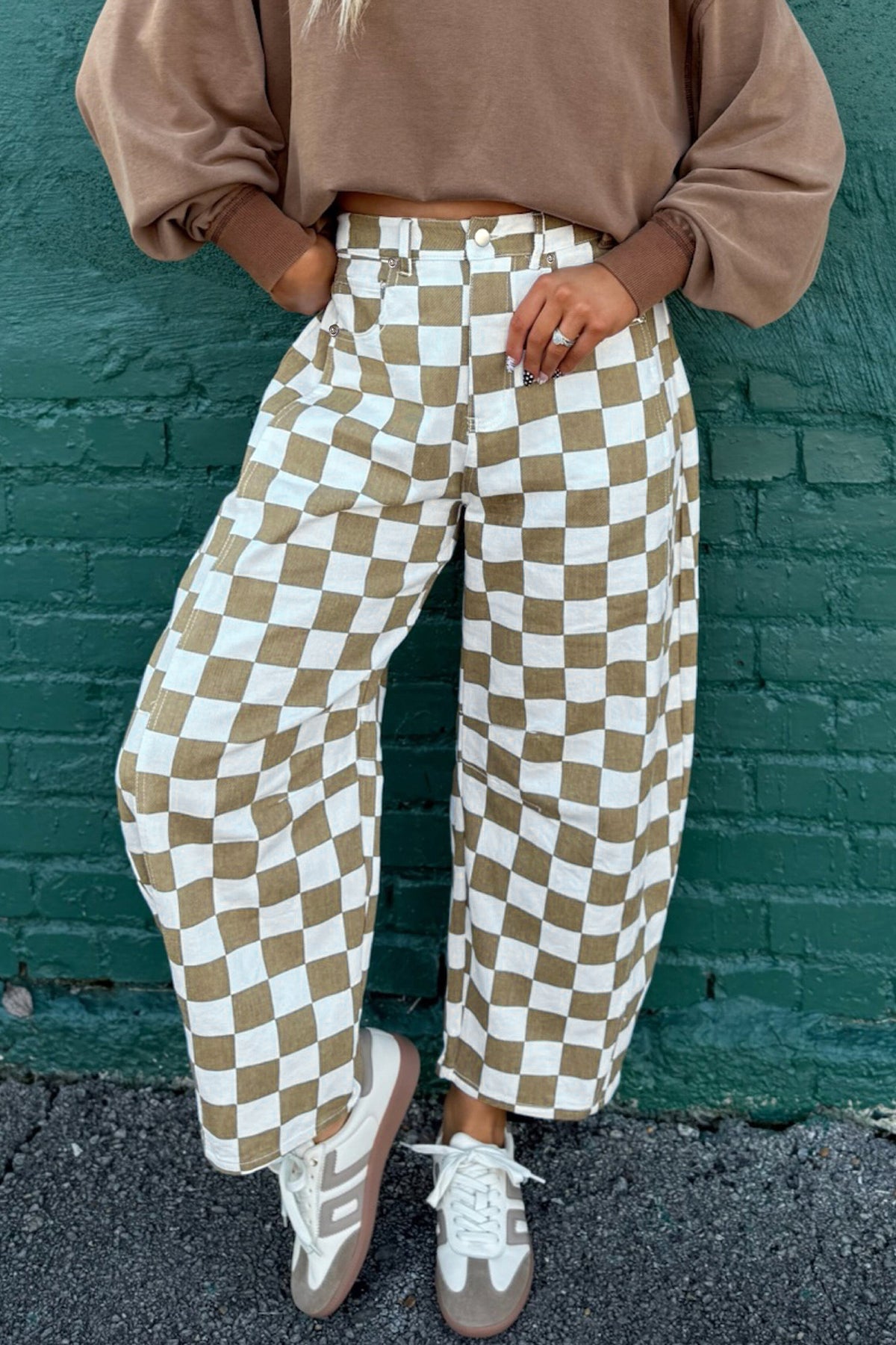 Checkered Past Barrel Pants