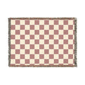 Checkerboard Woven Blanket – Cozy Fringe Throw in Muted Pastel or Teal