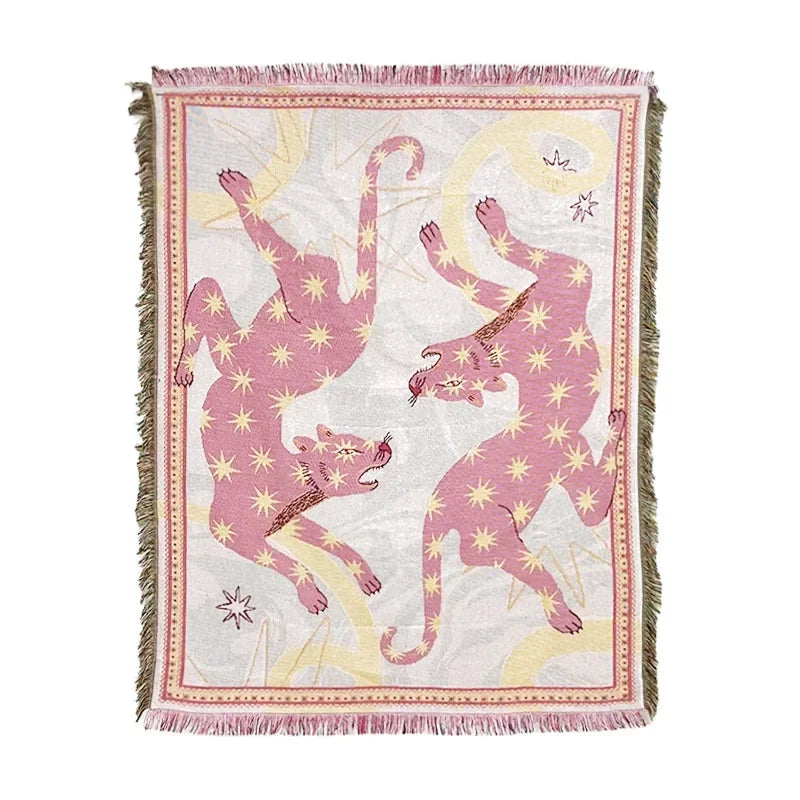 Pink Leopard Throw Blanket Home Decorative Bed Cover Nap Sofa Blanket Camping Bedspread Aesthetics Tapestry Picnic Tablecloth