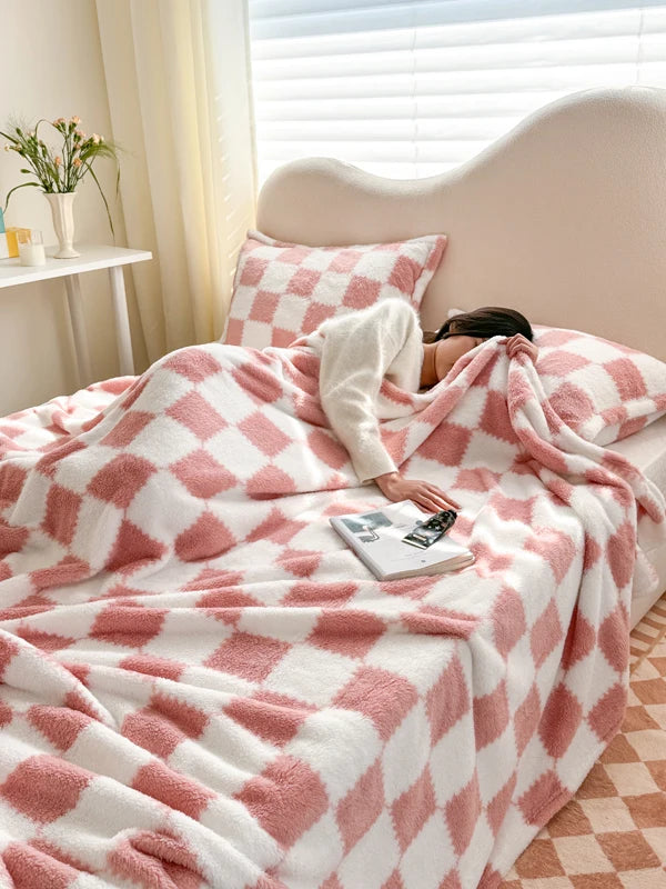 1 piece pink white flannel panda fleece soft and comfortable blanket nap blanket suitable for sofa bed sofa office suitable