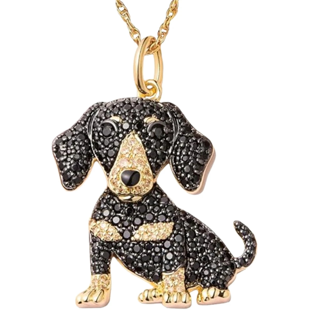 1Pc Cute Dachshund Pendant Necklace Exquisite Women's Shining Rhinestone Pet Puppy Jewelry Accessories Dog Lovers Holiday Gift