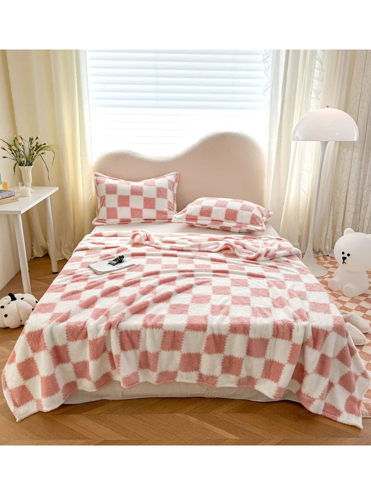 1 piece pink white flannel panda fleece soft and comfortable blanket nap blanket suitable for sofa bed sofa office suitable