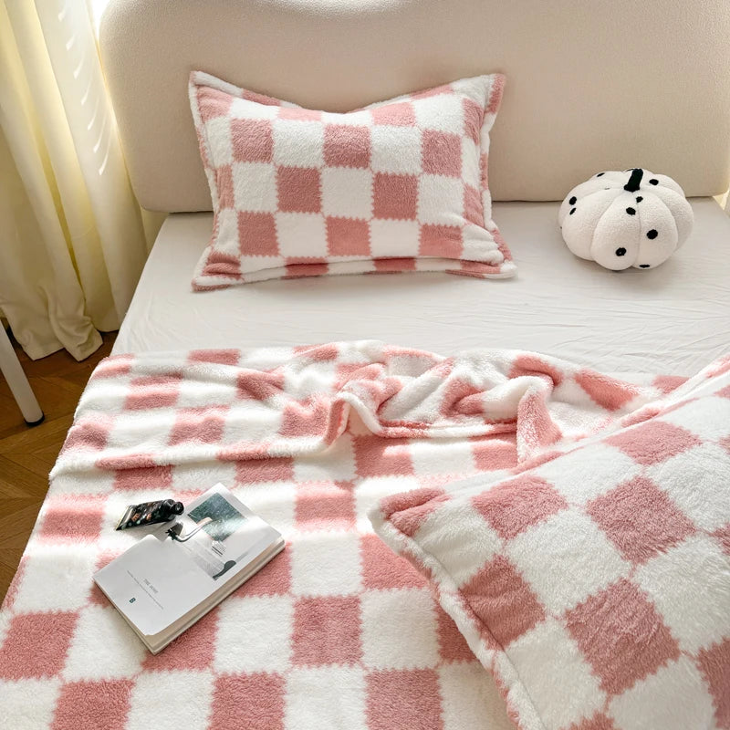 1 piece pink white flannel panda fleece soft and comfortable blanket nap blanket suitable for sofa bed sofa office suitable